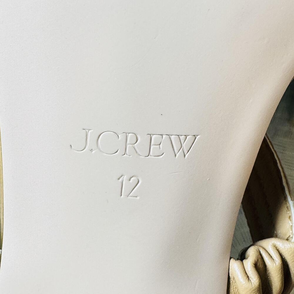 J CREW Sandals Womens 12 Beige Leather Mule Block Heel Square Toe Comfort Summer - Picture 11 of 12